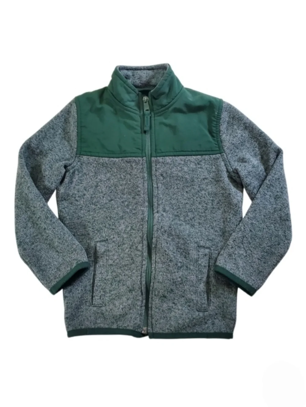 K1405 * The Children's Place Trail Fleece Full Zip Jacket Gray Green Size 5T